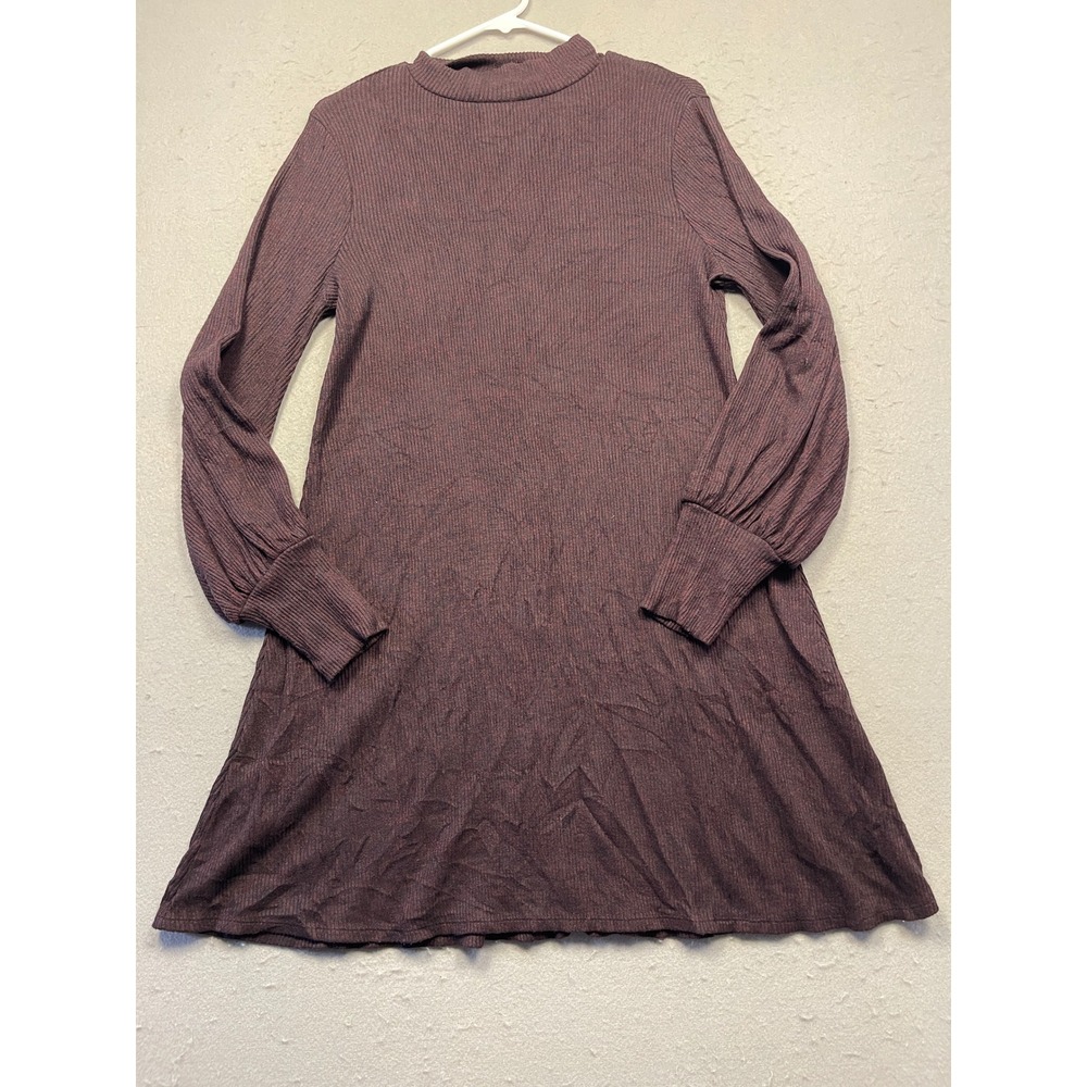 Express Dress Ribbed Knit Burgundy Medium Womens
